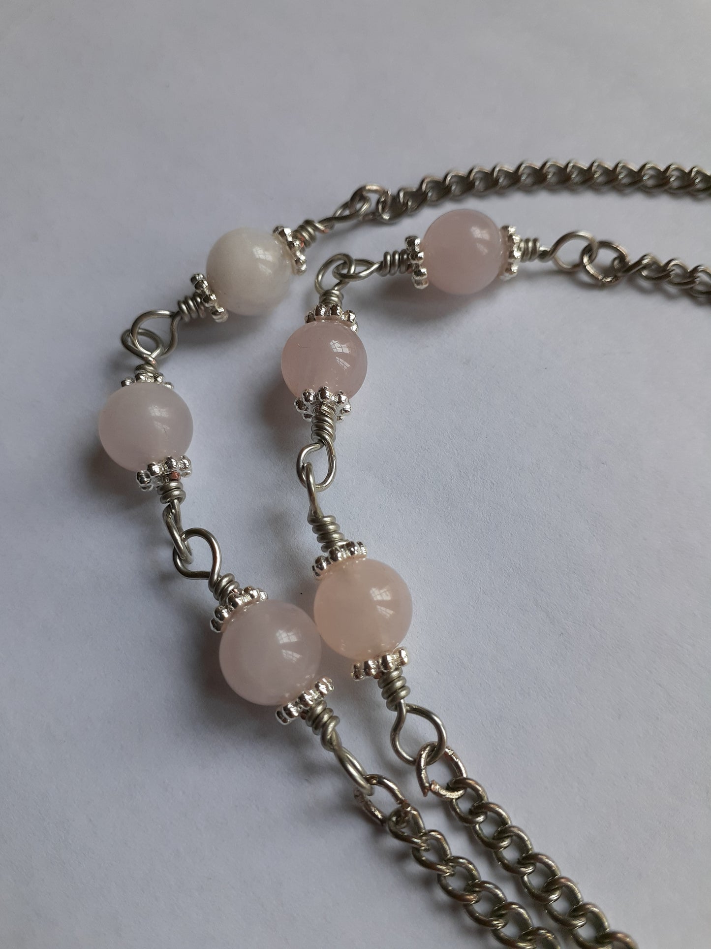 One-of-a-kind, Handmade, Upcycled Rose Quartz and Arrowhead Beaded Necklace
